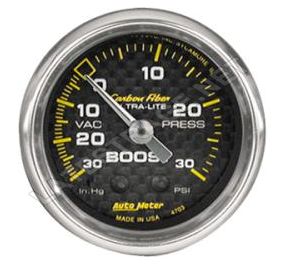 AutoMeter Carbon Fiber Boost- Vacuum gauge/ ea.